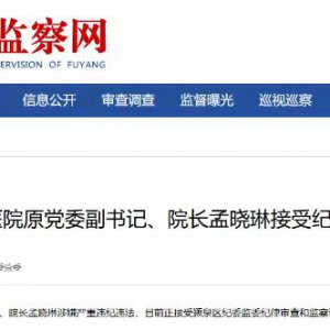 阜陽市第五人民醫(yī)院原黨委副書記、院長孟曉琳被查！